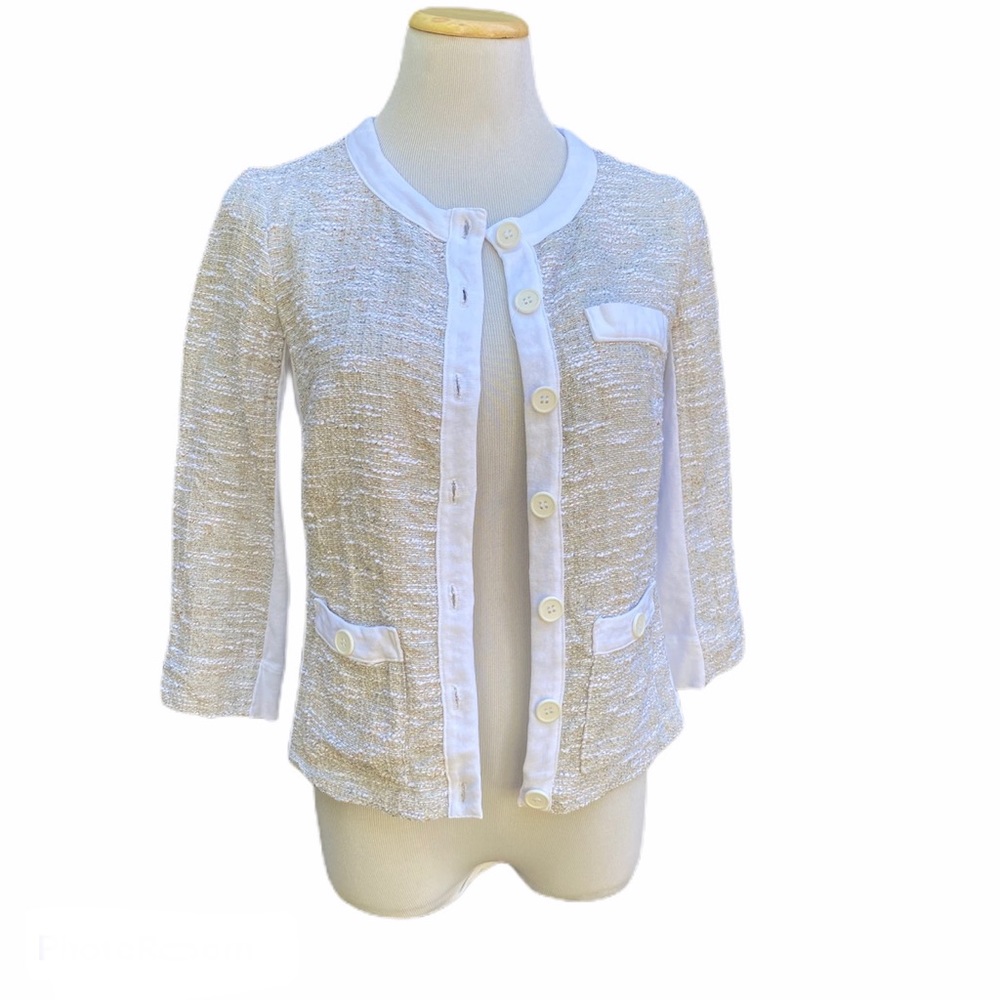 Three Dots Lightweight Boucle and Cotton Cardigan